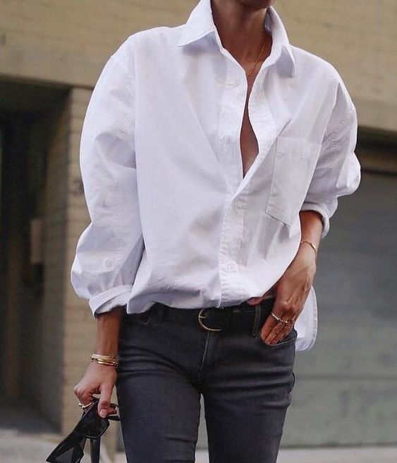 An easy way to elevate your basics: Shop @andicsinger’s Kayla Shirt. #modelcitizen