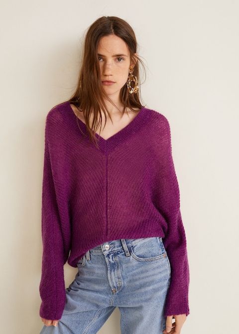 Mango V-Neckline Oversize Sweater