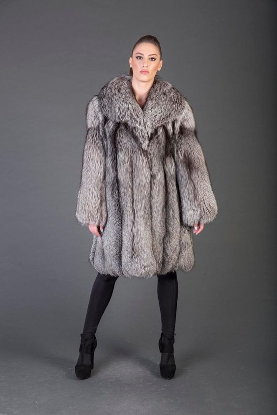 Luxury gift/ Silver Fox Fur coat/Fur jacket full skin / | Etsy