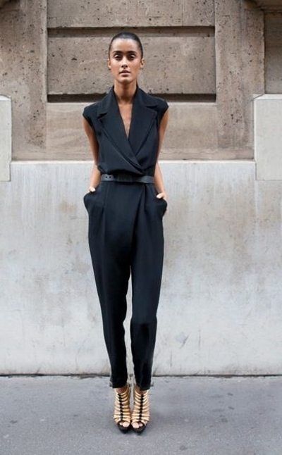 Черный комбинезон на моднице #womeswear #black #howto #howtowear