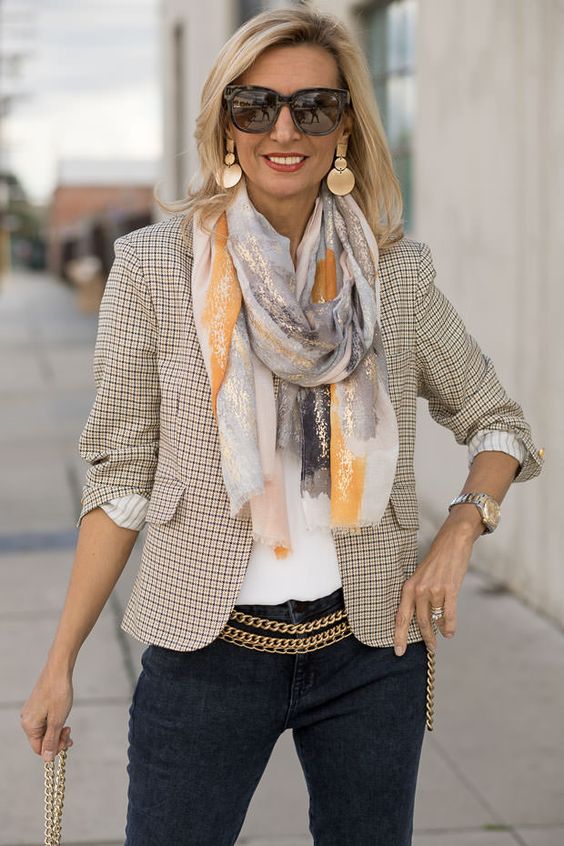 New blog story today featuring our classic London Houndstooth Blazer styled with a beautiful White Blouse, Scarf and Earrings. All four pieces available in our shop www.jacketsociety.com