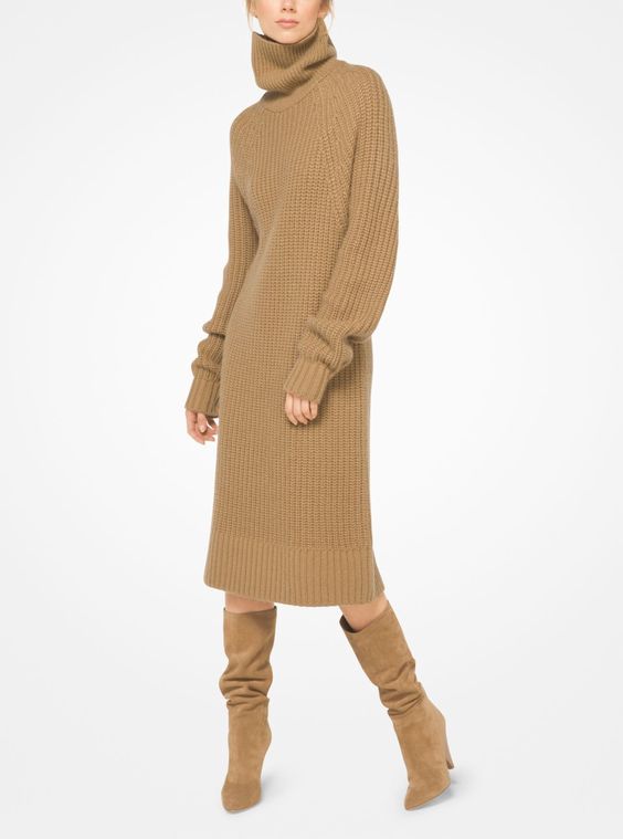 13) прямое платье свитер расслабленного кроя Michael Kors Cashmere And Mohair Sweater Dress - Chino Xs