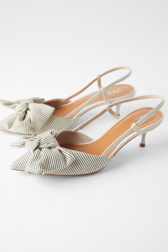 STRIPED KITTEN HEEL SHOES WITH BOW - SHOES-WOMAN-SHOES & BAGS | ZARA United States