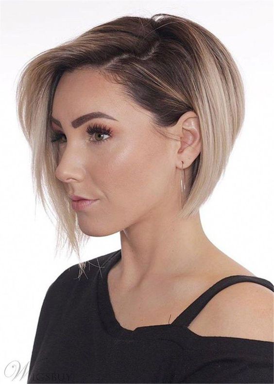 Short Bob Layered Hairstyle Synthetic Straight Lace Front Wig 10 Inches: M.Wigsbuy.com #shortbobhairstyles