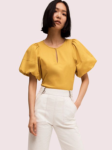 puff sleeve poplin blouse | Kate Spade New York