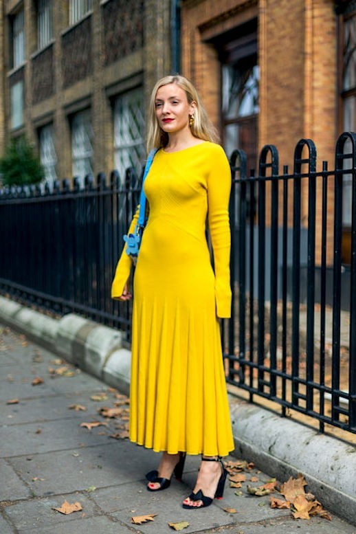 le-fashion-blog-street-style-yellow-maxi-dress-kate-foley-via-harpers-bazaar